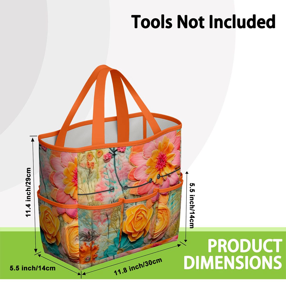 Bohemian Retro Flower, Faux Pressed Floral Mod Garden Tool Bag
