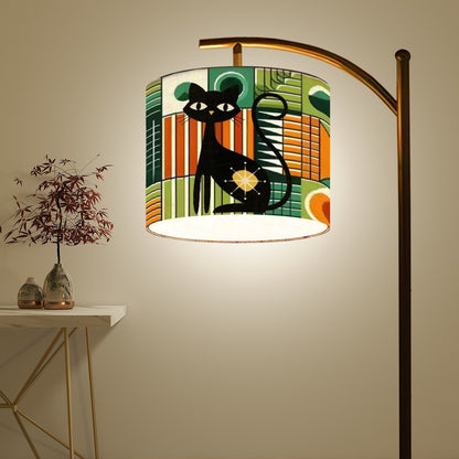 Atomic Cat Mid Century Modern Arc Floor Lamp, Geometric Green, Orange Mid Mod Lighting - Mid Century Modern Gal