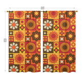 70s Flower Power Retro Orange Brown Yellow Mid Mod Window Curtains (two panels) - Mid Century Modern Gal