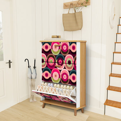 Mid Century Modern Groovy Mod Orbs, Pink, Green Blue Retro Shoe Storage Cabinet - Mid Century Modern Gal