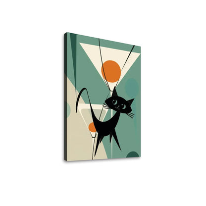 Atomic Cat Tini Time, Mid Century Modern Barware Wall Art - Mid Century Modern Gal