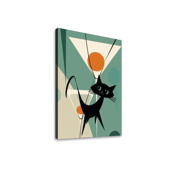 Atomic Cat Tini Time, Mid Century Modern Barware Wall Art