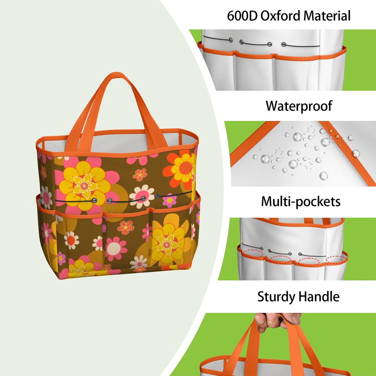 Retro 70s Groovy Flower Power Garden Tool Bag