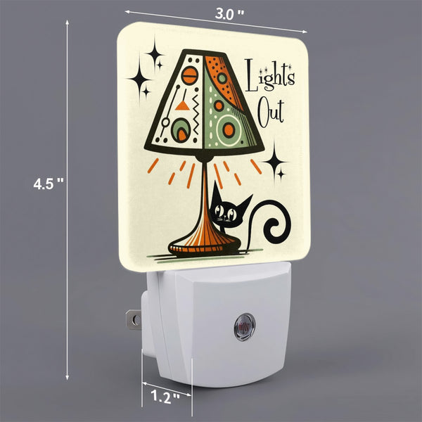 Atomic Cat Kitschy Cute Lights Out Set Of Two Mid Century Modern Night Lights