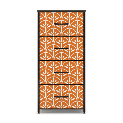 Mid Century Modern Stylish Art Deco Orange and White MCM 4-Drawer Dresser - Mid Century Modern Gal