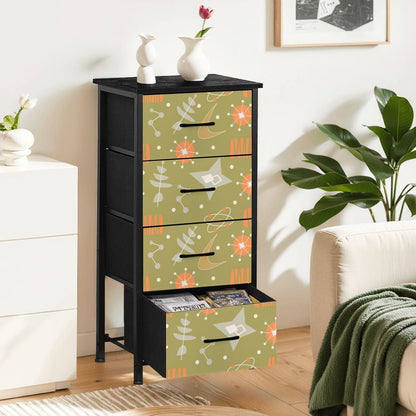 Atomic Starburst Green Orange Boomerang Space Age MCM 4-Drawer Dresser - Mid Century Modern Gal