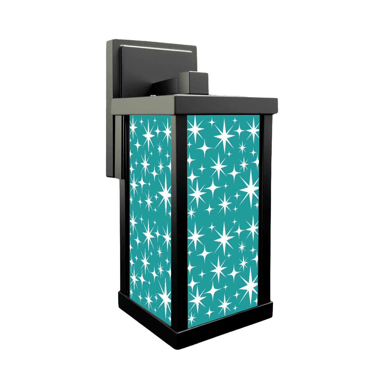 Mid Century Modern Atomic Starburst Aqua Blue Mid Mod Entry, Patio Wall Light - Mid Century Modern Gal