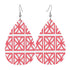 Breeze Block Coral Designed Kitschy Mod Faux Leather Teardrop Earrings - Mid Century Modern Gal