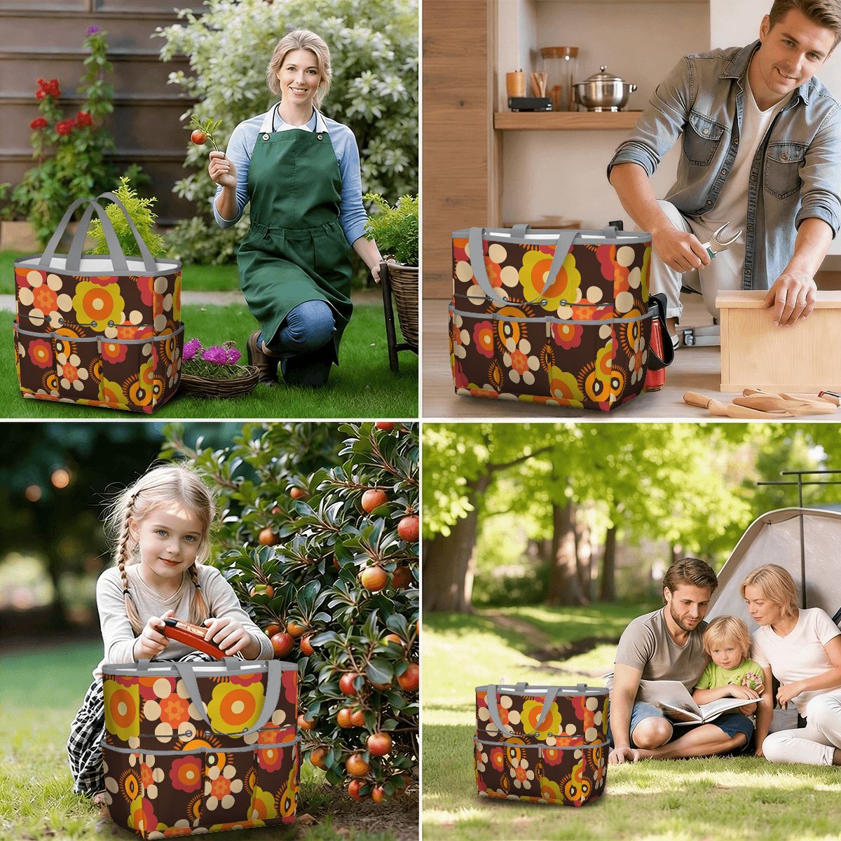 Retro Flower Power 70s Garden Tool Bag
