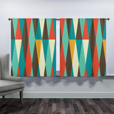 Mid Century Modern Window Curtains Aqua, Mustard Yellow, Brown, Burnt Orange  (two panels) - Mid Century Modern Gal