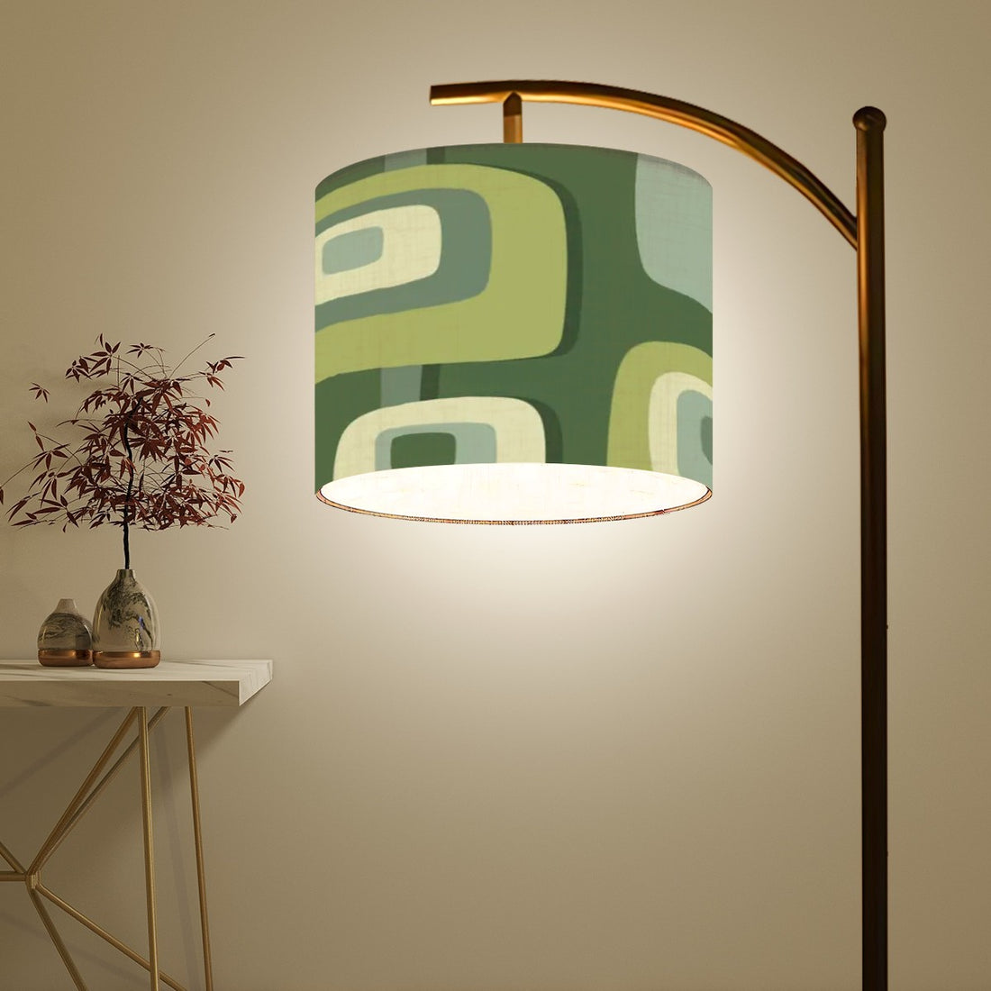 Mid Century Modern Geometric Designed Green, Mid Mod Arc Floor Lamp - Mid Century Modern Gal