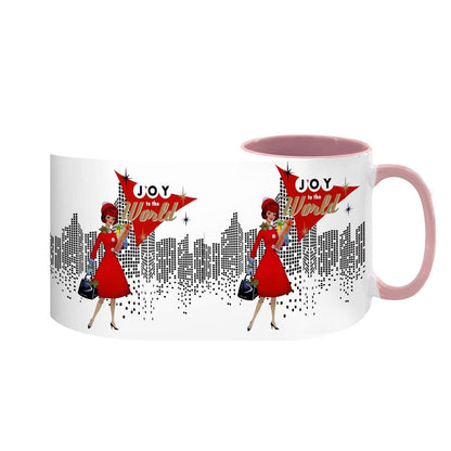 Mid Century Modern Christmas Joy To The World Mod Gal Cityscape Holiday Mug