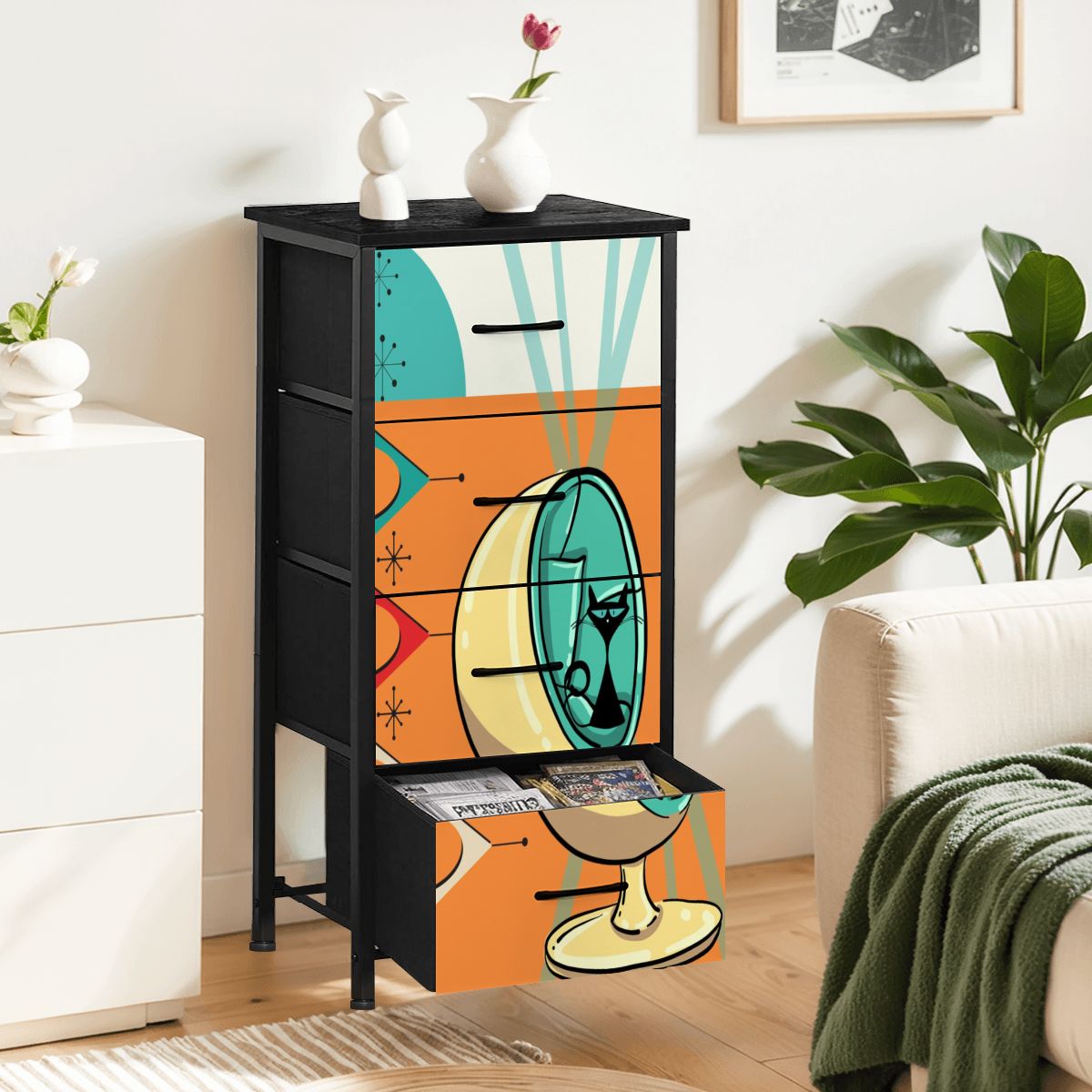 Atomic Cat Mid Century Modern Egg Chair Furniture 4-Drawer Dresser - Mid Century Modern Gal