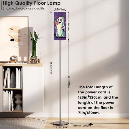 Retro Kitsch Ghost And Cocktail Hour, Mid Century Modern, Purple Aqua Starbursts, Floor Lamp - Mid Century Modern Gal