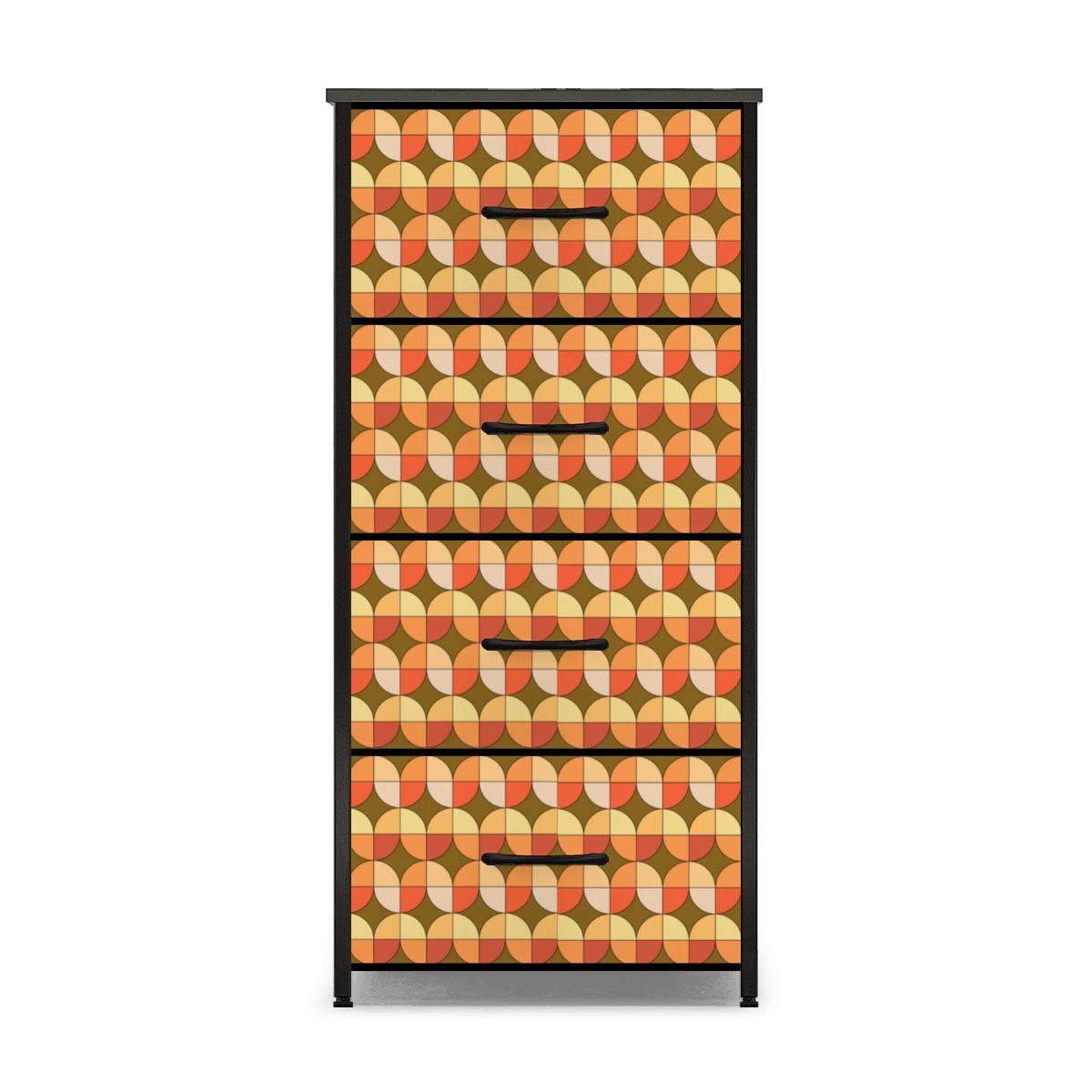Scandinavian Designed Geometric Orange Brown Golden Yellow 4-Drawer Dresser - Mid Century Modern Gal