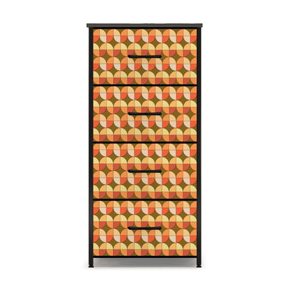 Scandinavian Designed Geometric Orange Brown Golden Yellow 4-Drawer Dresser - Mid Century Modern Gal