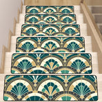 Art Deco Peacock Inspired Non Slip Carpet for Stairs Treads