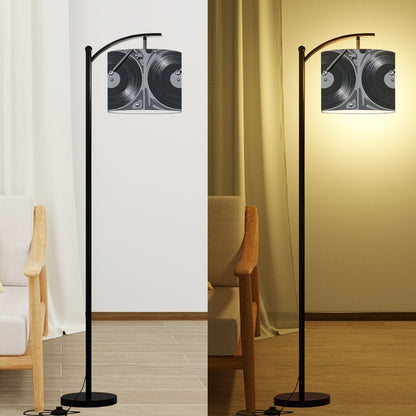 Mid Mod Retro Vinyl Record Music Room, Den, Office, Mid Century Modern Arc Floor Lamp - Mid Century Modern Gal