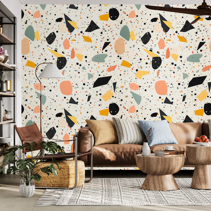 Terrazzo Peel And Stick Wallpaper, Seamless, Retro Boho Style Multicolor Wall Murals