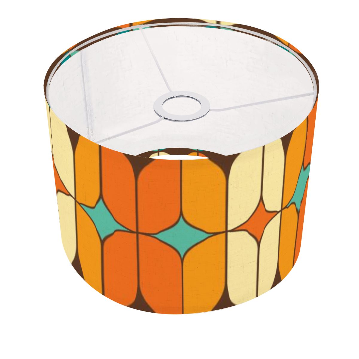 Mid Century Modern Orange, Teal Geometric Designed Mod Lamp SHADE ONLY - For Arc Floor Lamps Only - Mid Century Modern Gal