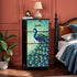Peacock Watercolor Chinoiserie Designed Blue Green Modern 4-Drawer Dresser - Mid Century Modern Gal