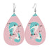 Atomic Cocktail Vegan Leather Teardrop Earring, Pink Aqua Boomerang - Mid Century Modern Gal