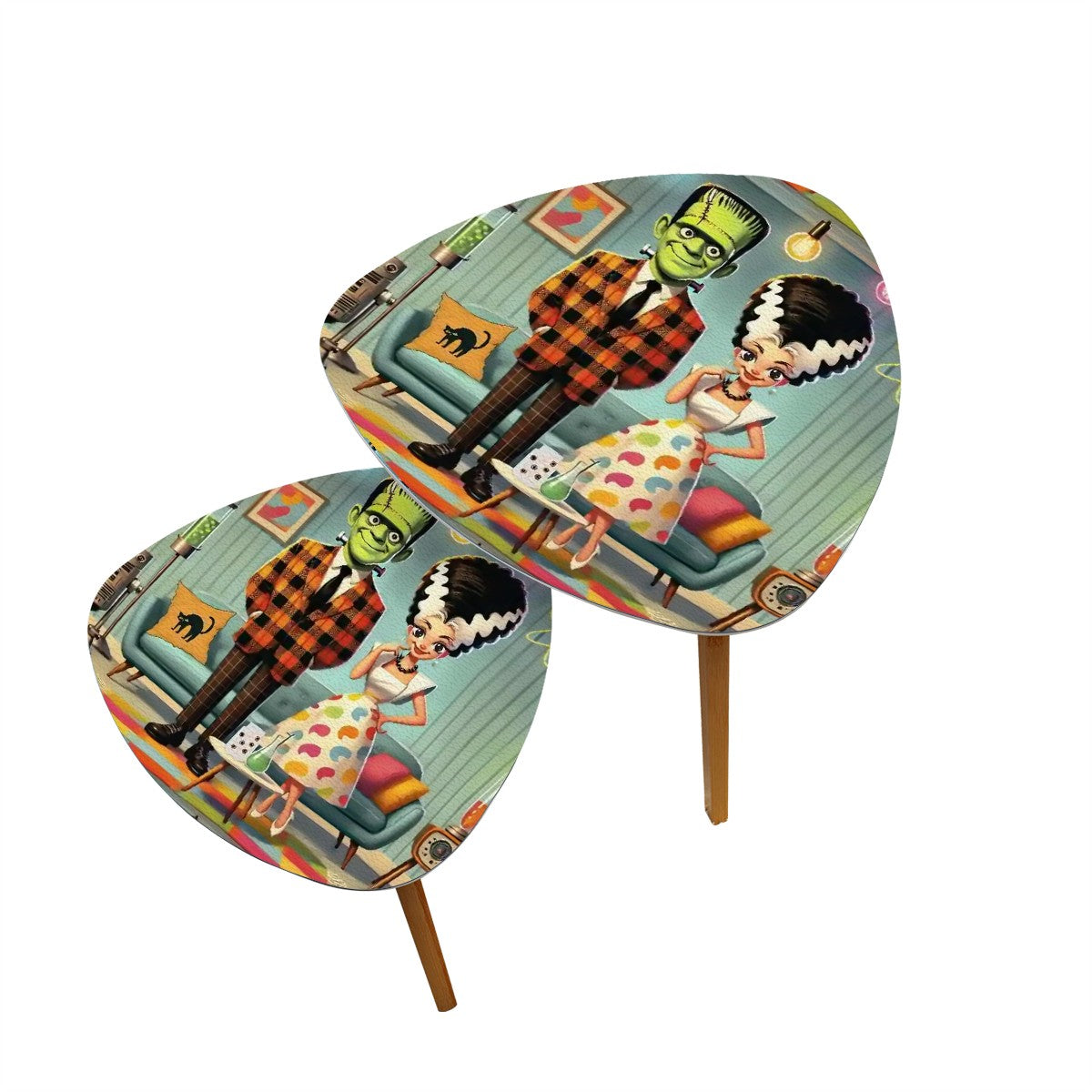 Frankenstein And Bride Retro Mod Vibes Mid Century Modern Nesting Tables - Mid Century Modern Gal
