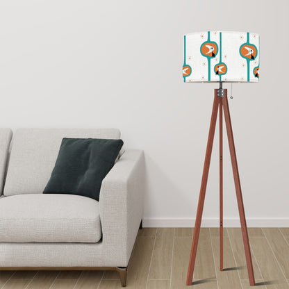 Mid Century Modernist, Atomic Cat, Orange Teal Kitschy Mod Tripod Floor Lamp - Mid Century Modern Gal