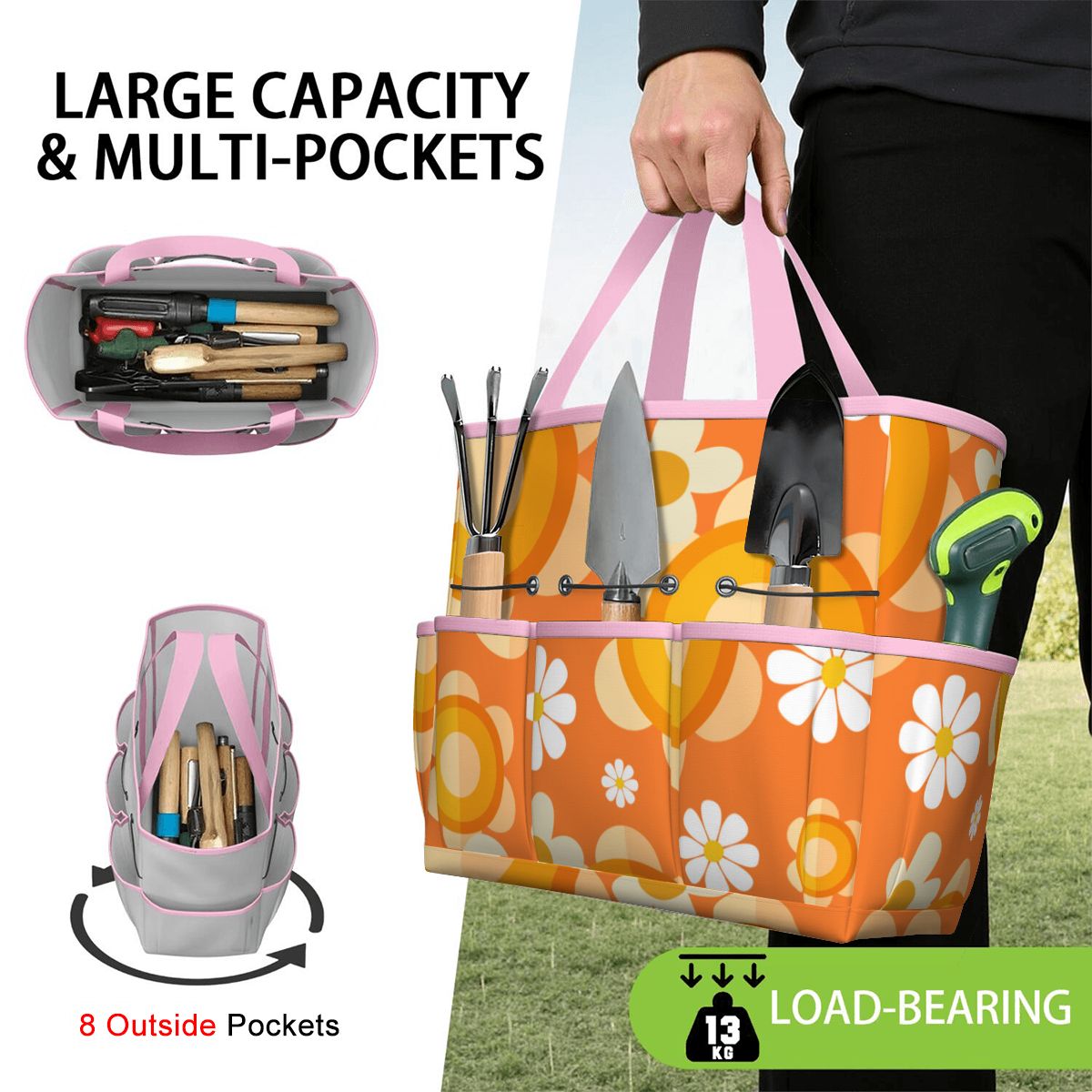 Flower Power Orange Groovy Mod Garden Tool Bag