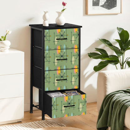 Mid Century Modern Green Yellow Atomic 50s 4-Drawer Dresser - Mid Century Modern Gal