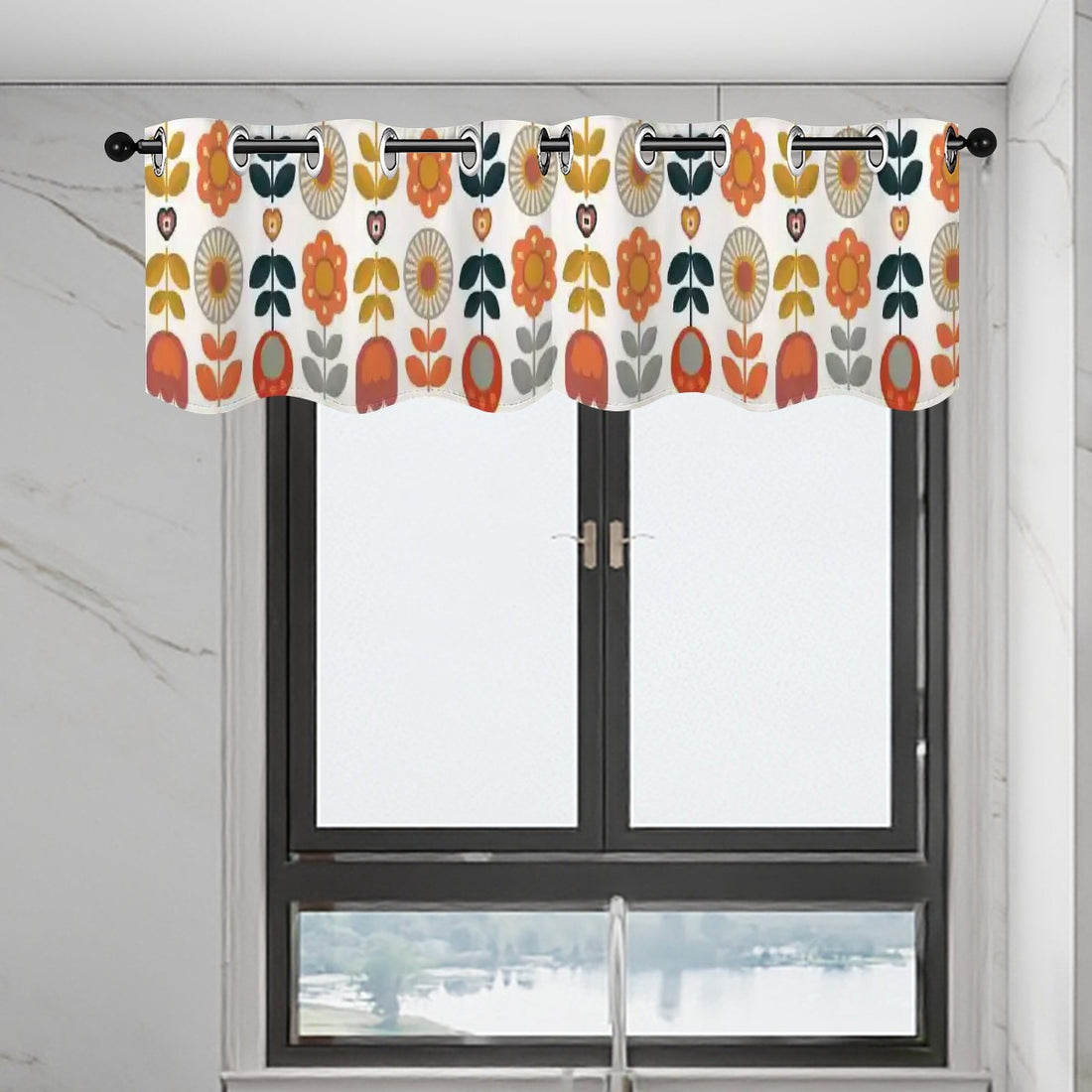 Mid Mod Scandinavian Designed Floral Curtain Valances - Mid Century Modern Gal