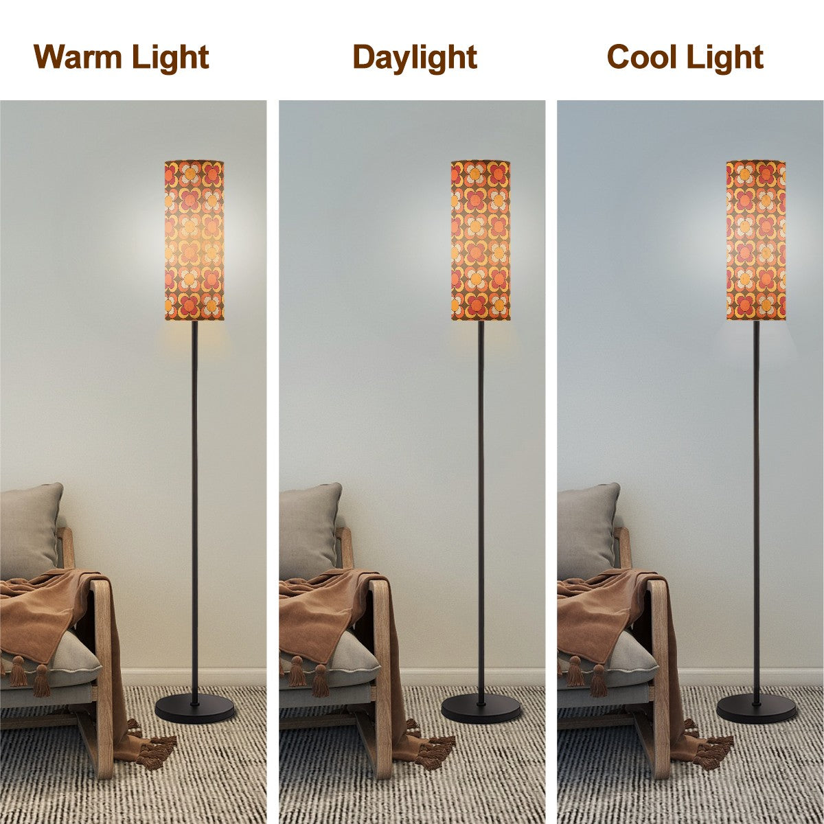 Groovy MCM Orange, Brown Yellow Burnt Red Retro Floral 70s Mid Mod Floor Lamp - Mid Century Modern Gal