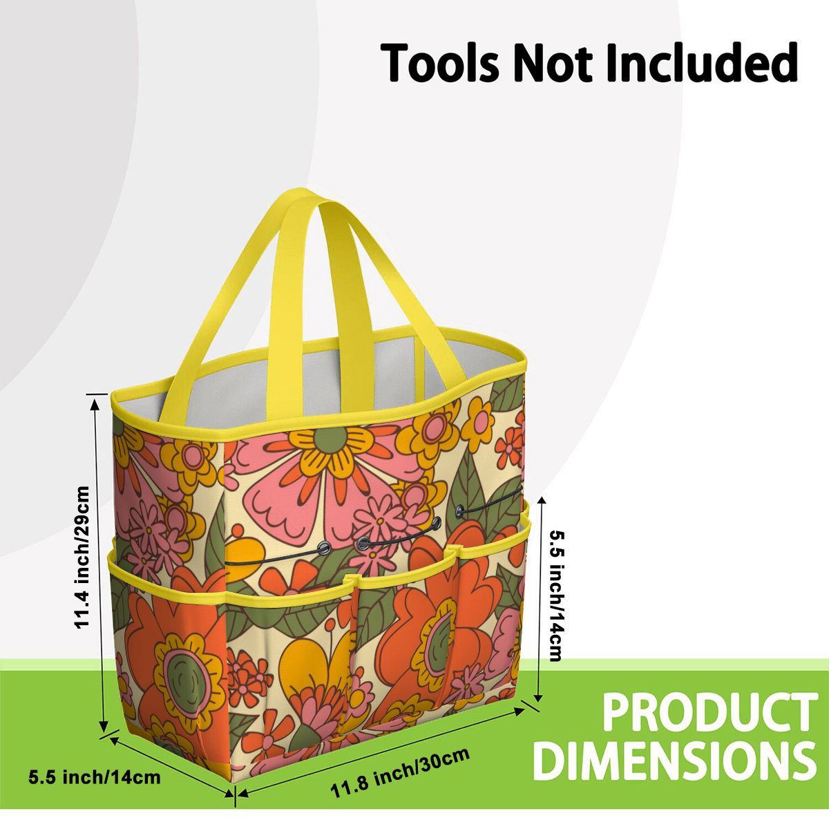 70s Retro Revival Flower Power Groovy Floral Mid Mod Garden Tool Bag