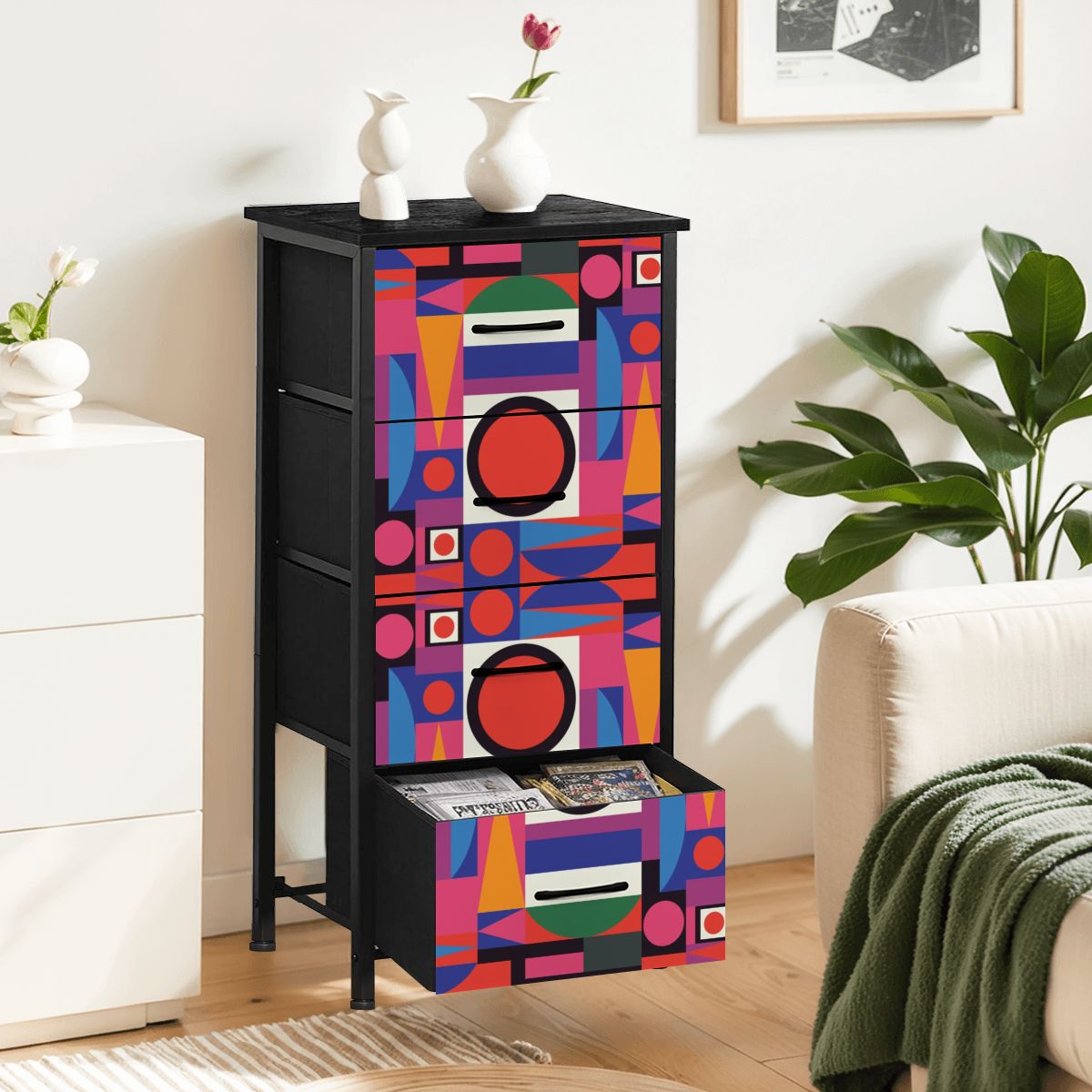 Mid Century Modern Bauhaus Designed Geometric Mod Furniture 4-Drawer Dresser - Mid Century Modern Gal