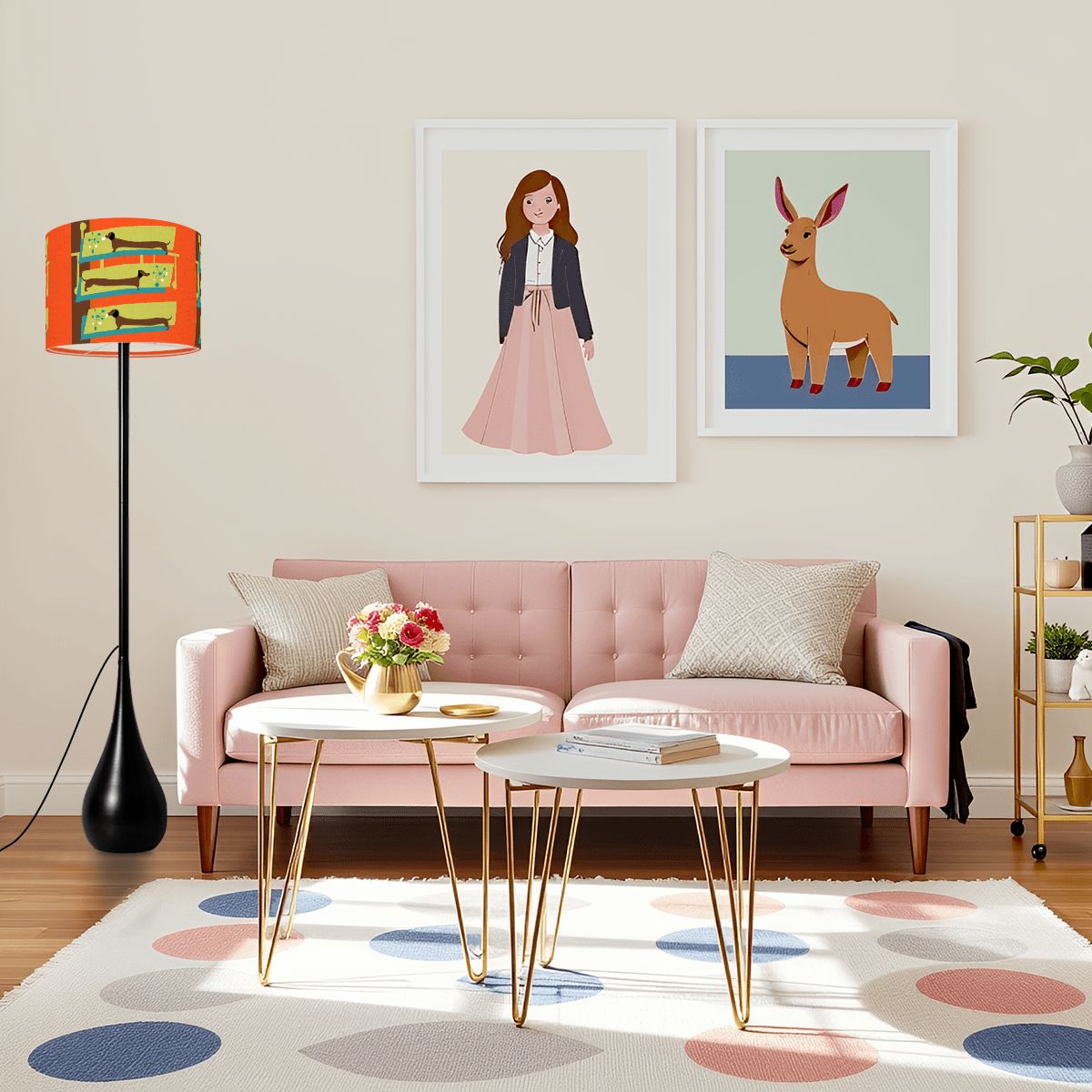 Doxie Dog Mid Century Modern Orange Quirky Fun Kitschy Teardrop Shaped Floor Lamp - Mid Century Modern Gal
