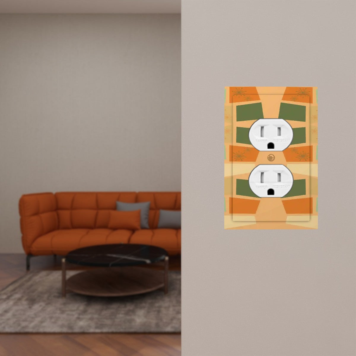 Mid Century Modern Geometric Retro Switch Cover 1-Gang 1 Duplex - Mid Century Modern Gal