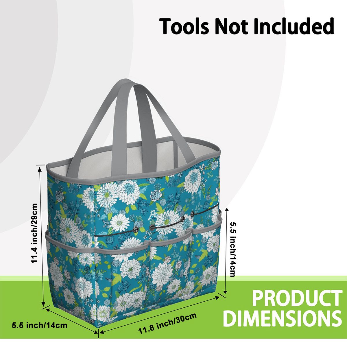 Chinoiserie Floral Teal Green White Elegant Garden Tool Bag - Mid Century Modern Gal