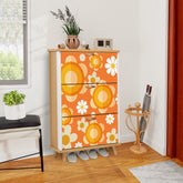 Flower Power Orange Groovy Mod Shoe Storage, Shoe Cabinet - Mid Century Modern Gal