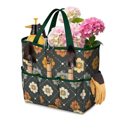 Scandinavian Floral, Mustard Yellow, Gray Mid Century Modern Garden Tool Bag - Mid Century Modern Gal