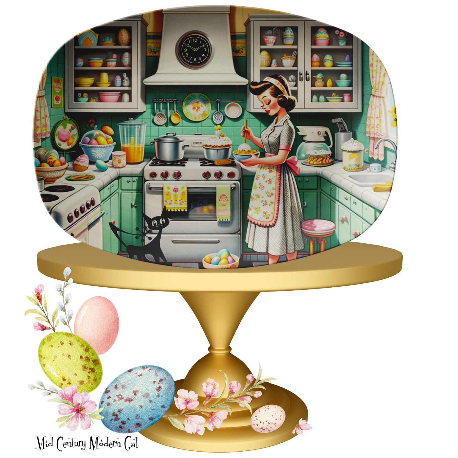 1950s Kitschy Easter Platter, Easter Egg, Mid Century Modern Party Platter Kitchenware default