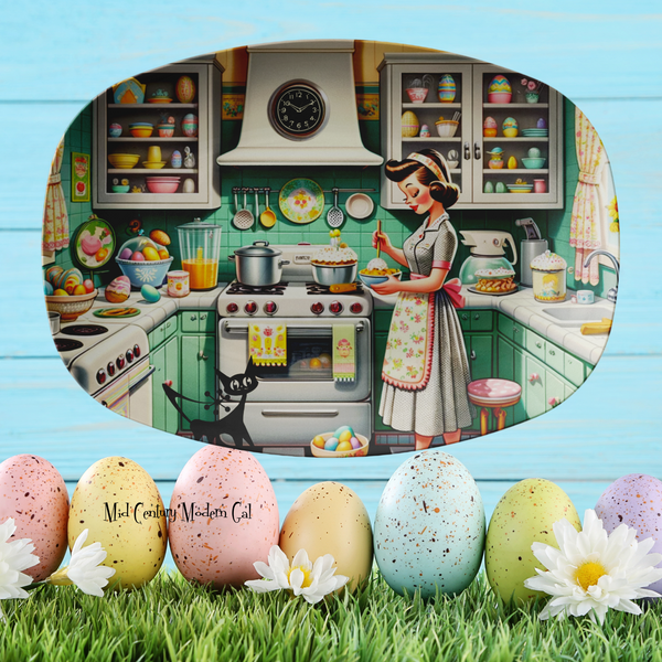 1950s Kitschy Easter Platter, Easter Egg, Mid Century Modern Party Platter