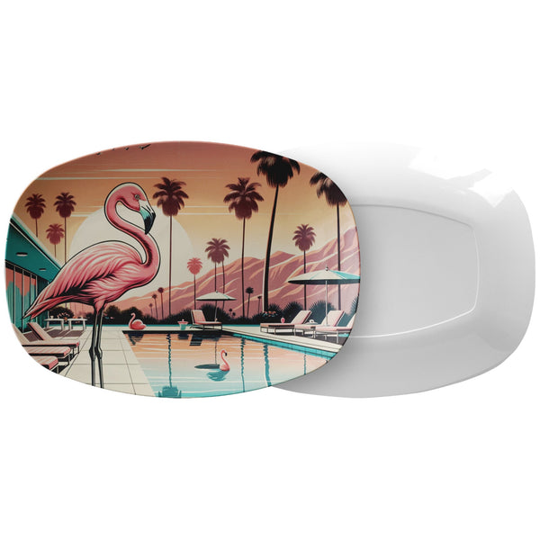 1950s Palm Springs California, Mid Century Modern Party Platter With Flamingos