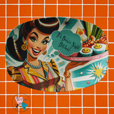 Bunco Night Party Platter, Funny Retro Kitschy Mid Century Modern Style Kitchenware default