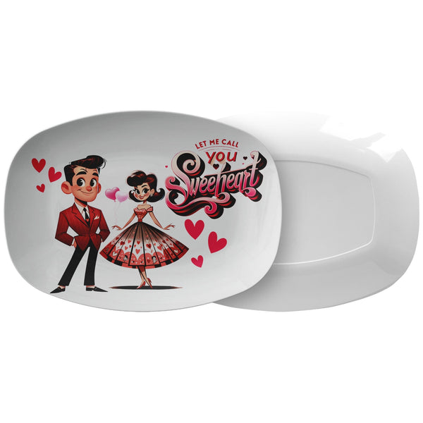 Kitschy 50's Valentine Mid Century Modern Party Platter, Let Me Call You Sweetheart