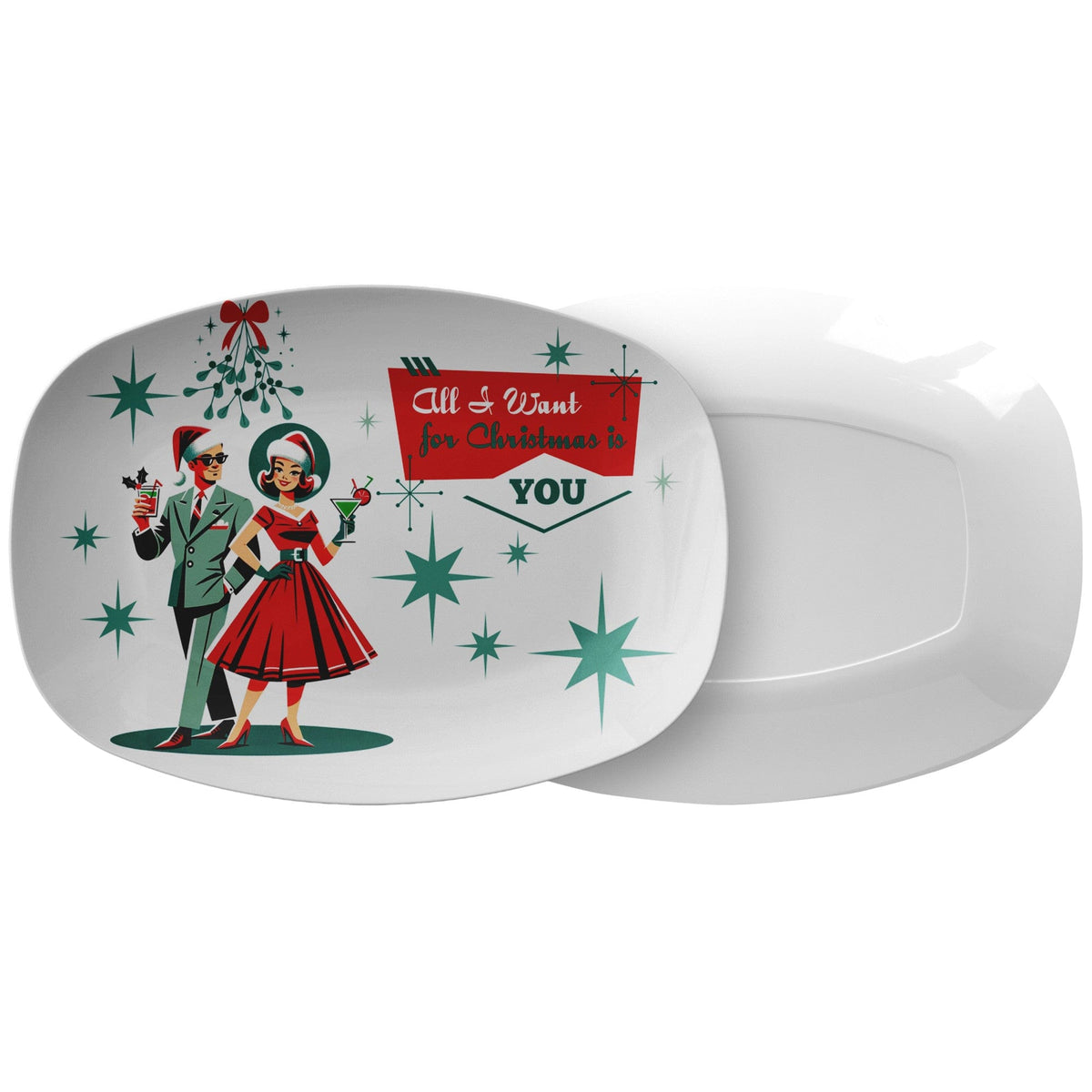 Mid Century Modern Christmas Kitschy 1950's Swanky Couple, Cocktail Party Platter Kitchenware default