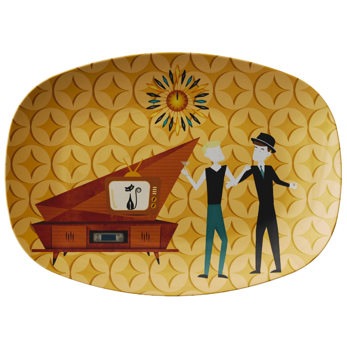 Mid Century Modern Party Platter, Gay Man Couple, Kitschy 50's Retro Party Style Kitchenware default