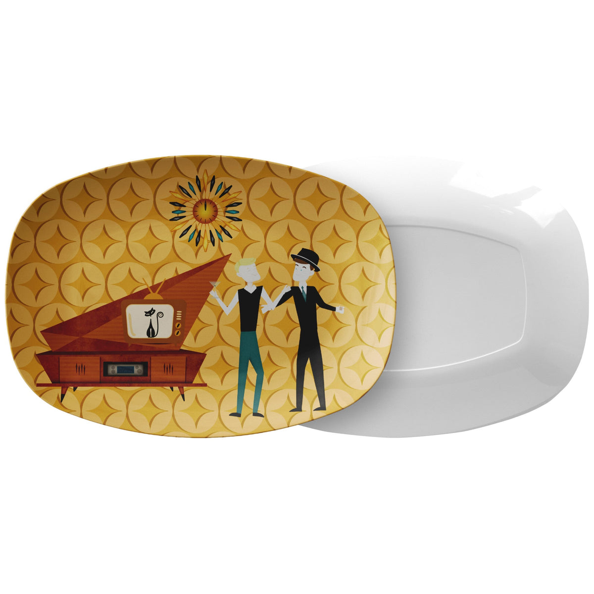 Mid Century Modern Party Platter, Gay Man Couple, Kitschy 50's Retro Party Style Kitchenware default