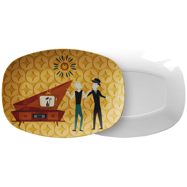 Mid Century Modern Party Platter, Gay Man Couple, Kitschy 50's Retro Party Style