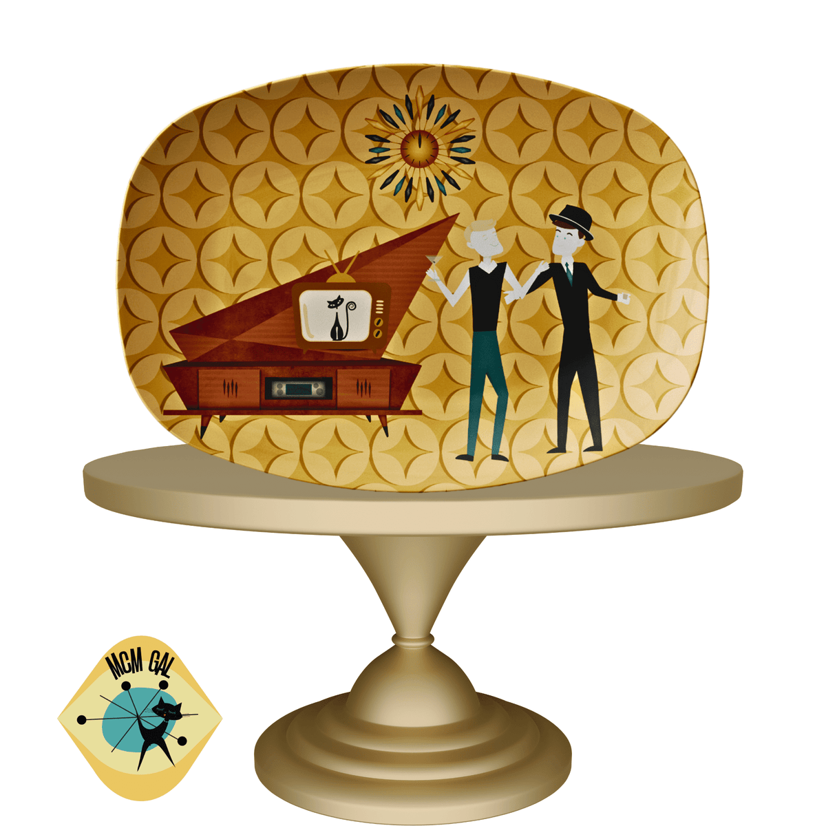 Mid Century Modern Party Platter, Gay Man Couple, Kitschy 50's Retro Party Style Kitchenware default