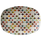 Mid Century Modern Party Platter, Mid Century Modern Table Runner, Retro Scandinavian Modern Danish Geometric Design, Green, Brown, Beige, Yellow, Teal, MCM Kitchenware default